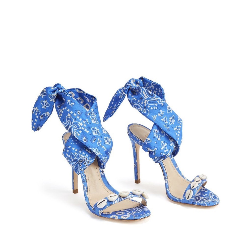 Schutz Blue Bandana Seashell Heels